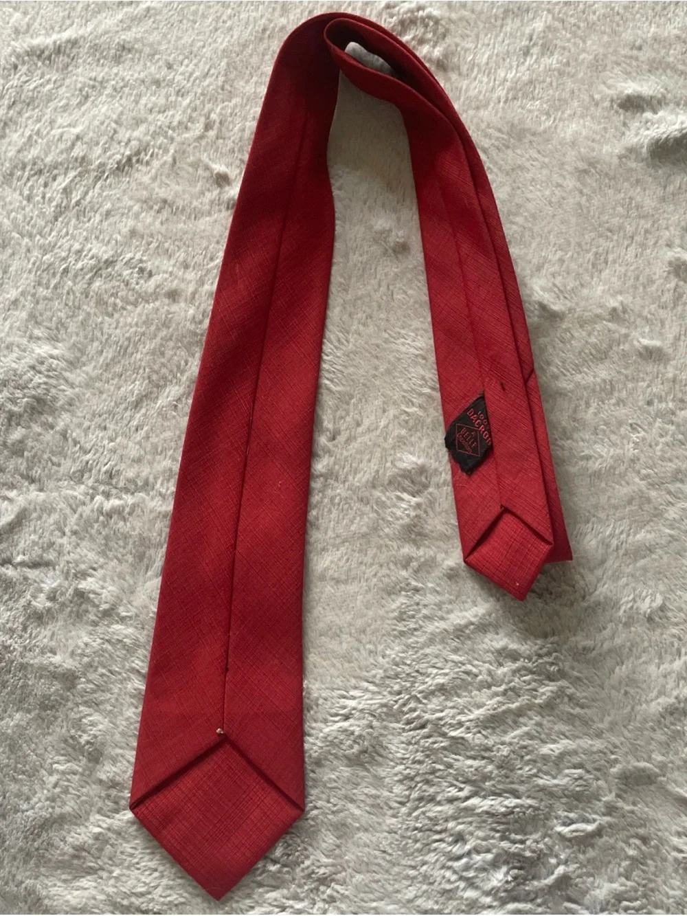 Vintage Red Silk Tie with Subtle Geometric Motif